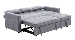 English Elm Zaira Linen Convertible Sleeper Sofa with Side Pocket for Small Spaces and Guests Light Gray B2749S00010