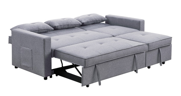 English Elm Zaira Linen Convertible Sleeper Sofa with Side Pocket for Small Spaces and Guests Light Gray B2749S00010