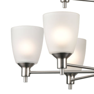 Thomas Lighting Jackson Three Light Chandelier Brushed Metal with White Glass for Dining Entryway Nickel 29 inches 1309CH/20