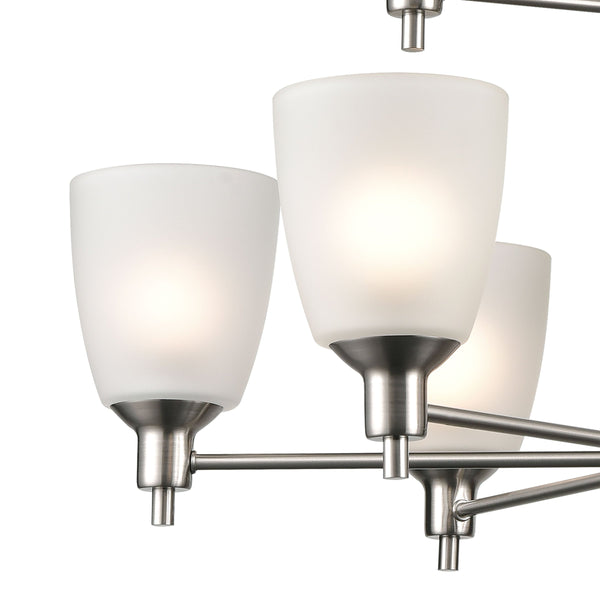 Thomas Lighting Jackson Three Light Chandelier Brushed Metal with White Glass for Dining Entryway Nickel 29 inches 1309CH/20