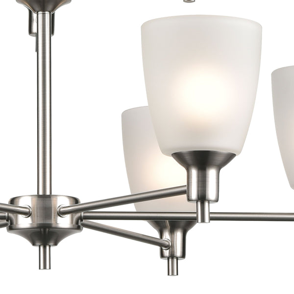 Thomas Lighting Jackson Three Light Chandelier Brushed Metal with White Glass for Dining Entryway Nickel 29 inches 1309CH/20