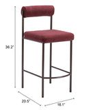 Livorno Counter Stool - Set of 2 Red & Bronze 109813 Zuo Modern