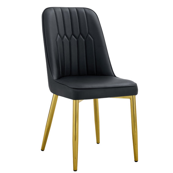 English Elm 4 Pu Leather Dining Chairs with Gold Metal Legs Curved Backrest Modern Set W1151P183315