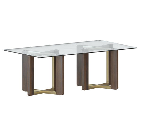 Sunpan Glass Dining Table Top - Rectangular Clear Tempered Design for Denver, Lianne, London Bases 86.5"