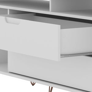 Manhattan Comfort Rockefeller Mid-Century Modern TV Stand White 130GMC1