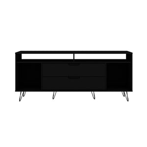 Manhattan Comfort Rockefeller Mid-Century Modern TV Stand Black 130GMC2