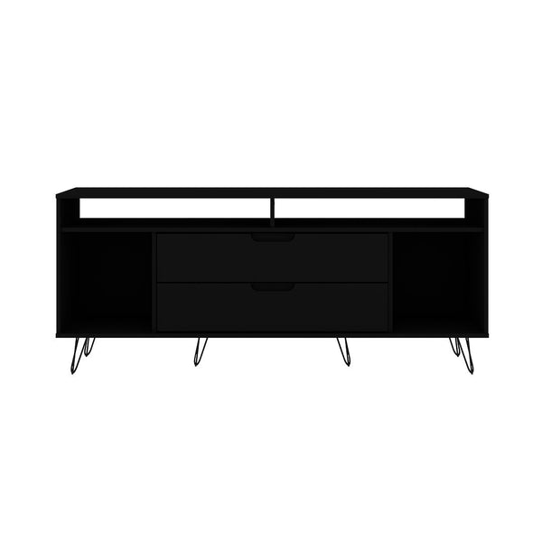 Manhattan Comfort Rockefeller Mid-Century Modern TV Stand Black 130GMC2