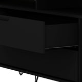 Manhattan Comfort Rockefeller Mid-Century Modern TV Stand Black 130GMC2