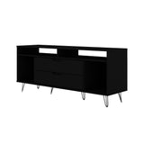 Manhattan Comfort Rockefeller Mid-Century Modern TV Stand Black 130GMC2