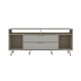 Manhattan Comfort Rockefeller Mid-Century Modern TV Stand Off White 130GMC3