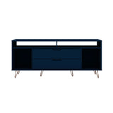 Manhattan Comfort Rockefeller Mid-Century Modern TV Stand Tatiana Midnight Blue 130GMC4