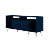 Manhattan Comfort Rockefeller Mid-Century Modern TV Stand Tatiana Midnight Blue 130GMC4