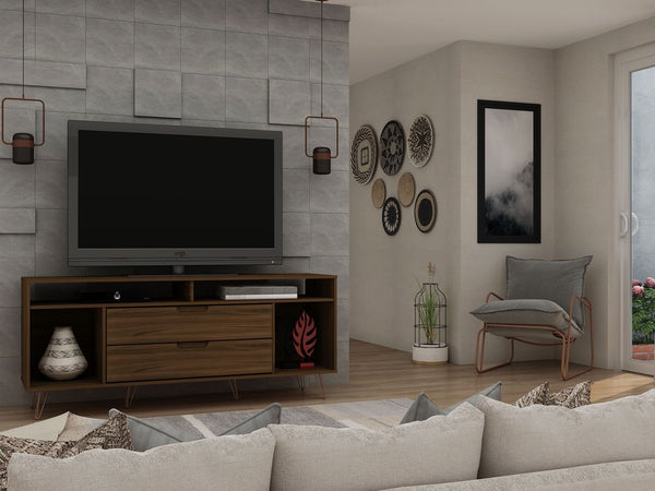 Manhattan Comfort Rockefeller Mid-Century Modern TV Stand Brown 130GMC5