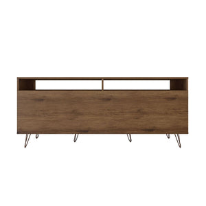Manhattan Comfort Rockefeller Mid-Century Modern TV Stand Nature and Textured Grey 130GMC7