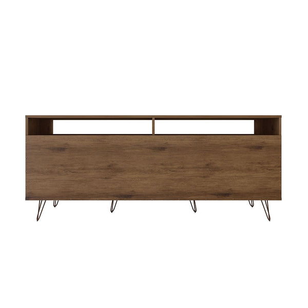 Manhattan Comfort Rockefeller Mid-Century Modern TV Stand Nature and Textured Grey 130GMC7