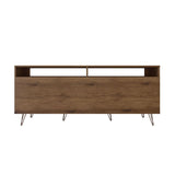 Manhattan Comfort Rockefeller Mid-Century Modern TV Stand Nature and Textured Grey 130GMC7