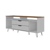 Manhattan Comfort Rockefeller Mid-Century Modern TV Stand Off White and Nature 130GMC8