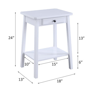 English Elm Kaife White Finish Accent Table with Drawer & Shelf, MDF Rectangular Top, 40lb Capacity, KD B2726P295243