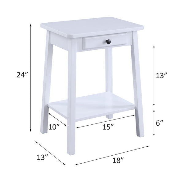 English Elm Kaife White Finish Accent Table with Drawer & Shelf, MDF Rectangular Top, 40lb Capacity, KD B2726P295243