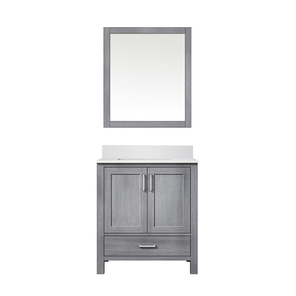English Elm Distressed Grey 30" Bath Vanity with White Quartz Top, Soft-Close Drawer, Mirror & Storage Durable B2731S00676