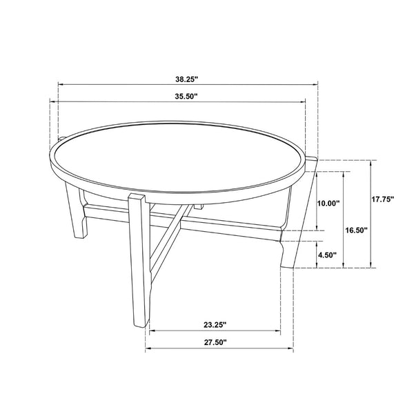 English Elm Round Solid Wood Coffee Table - Dark Brown Finish, Durable Design For Stylish Living Spaces & Gatherings B016P373111-GIGA
