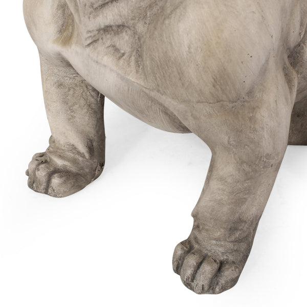 English Elm Christopher Knight Home® - DOG French Bulldog Garden Sculpture Cast Stone Outdoor Accent with Antique Wash, Durable Charm Gray 70293.00GRY