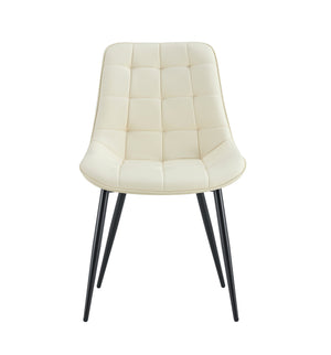 English Elm Modern Cream White Fabric Dining Chair - Stylish Grid Pattern For Contemporary Comfort & Versatility W370P207353