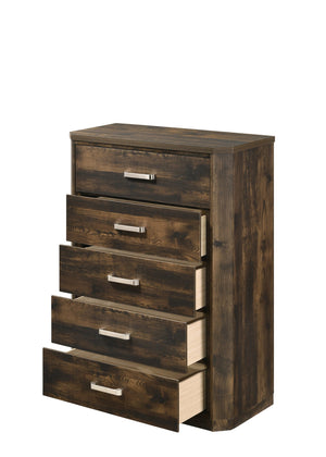 English Elm Elettra Rustic Finish Dresser with 6 Smooth-Glide Drawers, Brushed Nickel Handles, Dust-Proof Design Walnut 54 L x 19 W x 37 H B2726P261233