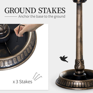 English Elm Outsunny 3-In-1 Vintage Garden Bird Bath, Feeder & Planter - Elegant Antique Design For Bird Lovers W2225P217962-GIGA