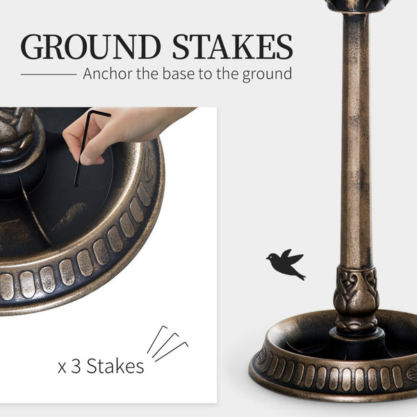 English Elm Outsunny 3-In-1 Vintage Garden Bird Bath, Feeder & Planter - Elegant Antique Design For Bird Lovers W2225P217962-GIGA