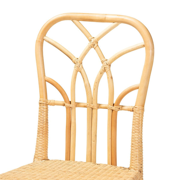 Baxton Studio bali Monaco Modern Bohemian Dining Chair - Oak Brown Mahogany & Natural Rattan - Timeless Elegance Monaco-Rattan-DC