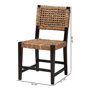 Baxton Studio bali Alise Modern Bohemian Dining Chair in Dark Brown Mahogany & Woven Seagrass for Stylish Spaces Alise-Mahogany-Cushion-DC