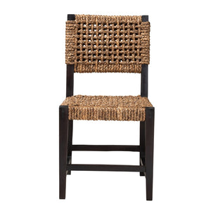 Baxton Studio bali Alise Modern Bohemian Dining Chair in Dark Brown Mahogany & Woven Seagrass for Stylish Spaces Alise-Mahogany-Cushion-DC