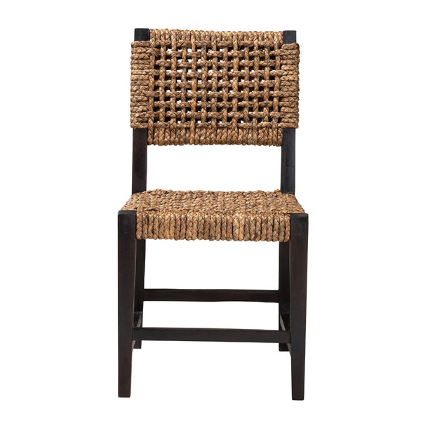 Baxton Studio bali Alise Modern Bohemian Dining Chair in Dark Brown Mahogany & Woven Seagrass for Stylish Spaces Alise-Mahogany-Cushion-DC