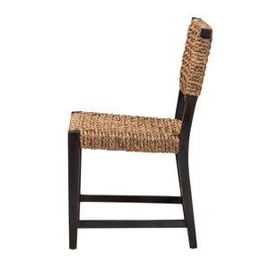 Baxton Studio bali Alise Modern Bohemian Dining Chair in Dark Brown Mahogany & Woven Seagrass for Stylish Spaces Alise-Mahogany-Cushion-DC