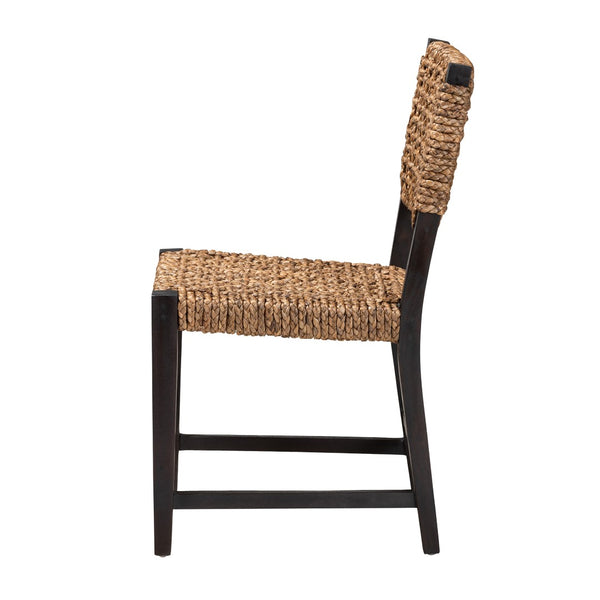 Baxton Studio bali Alise Modern Bohemian Dining Chair in Dark Brown Mahogany & Woven Seagrass for Stylish Spaces Alise-Mahogany-Cushion-DC