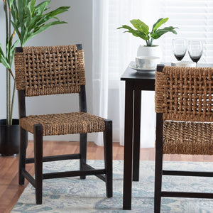 Baxton Studio bali Alise Modern Bohemian Dining Chair in Dark Brown Mahogany & Woven Seagrass for Stylish Spaces Alise-Mahogany-Cushion-DC