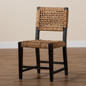 Baxton Studio bali Alise Modern Bohemian Dining Chair in Dark Brown Mahogany & Woven Seagrass for Stylish Spaces Alise-Mahogany-Cushion-DC