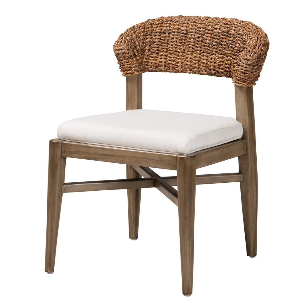Baxton Studio bali Chloe Modern Bohemian Dining Chair - Walnut Brown Mahogany & Natural Rattan Comfort Style Chloe-Mahogany-DC