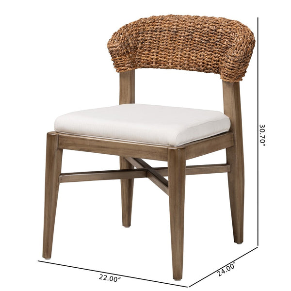 Baxton Studio bali Chloe Modern Bohemian Dining Chair - Walnut Brown Mahogany & Natural Rattan Comfort Style Chloe-Mahogany-DC