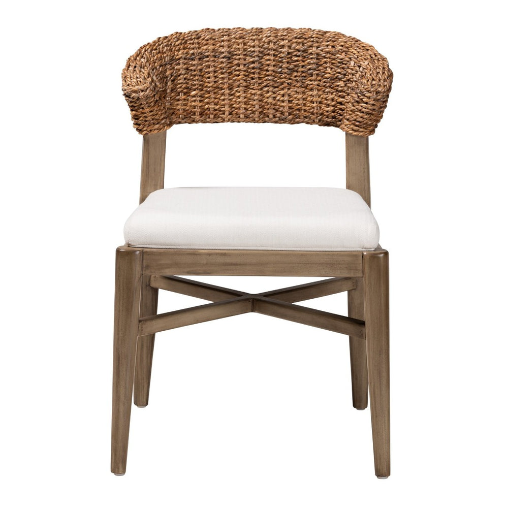 Baxton Studio bali Chloe Modern Bohemian Dining Chair - Walnut Brown Mahogany & Natural Rattan Comfort Style Chloe-Mahogany-DC