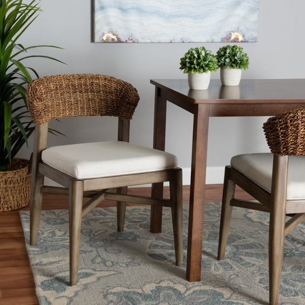 Baxton Studio bali Chloe Modern Bohemian Dining Chair - Walnut Brown Mahogany & Natural Rattan Comfort Style Chloe-Mahogany-DC