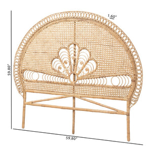 Baxton Studio bali Marlette Queen Headboard - Handcrafted Natural Rattan, Modern Bohemian Design for Cozy Interiors HB005-Rattan-HB-Queen