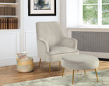 IDEAZ 1310APA Grey Footstool with Gold Accented Legs Grey with Gold Legs 1310APA