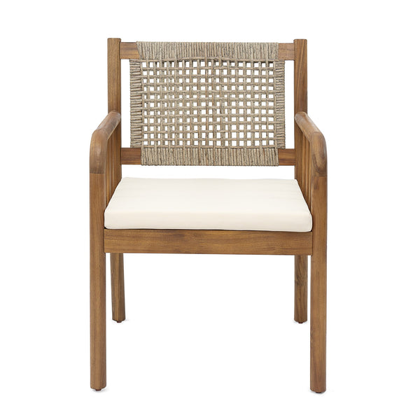 English Elm Christopher Knight Home® - PORTO Outdoor Dining Chair Set of 2 – Cream Cushions, Acacia Wood & PE Rattan, Water‑Repellent Comfort N776P346165L