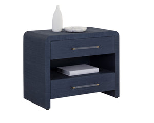 Sunpan Atherton Nightstand - Modern Global Design with Rich Texture, Soft-Closing Drawers & Unique Character Indigo