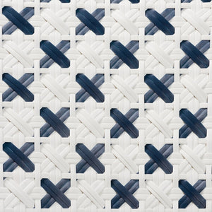 Baxton Studio bali Bryson Bistro Chair - French Blue & White Woven Rattan, Ergonomic Comfort, Fully Assembled! BC010-W2-Rattan-DC Arm