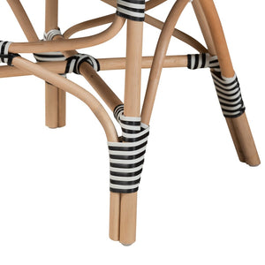 Baxton Studio bali Wallis Modern French Two-Tone Black & White Dining Chair with Natural Rattan & Ergonomic Comfort BC010-W3-Rattan-DC Arm