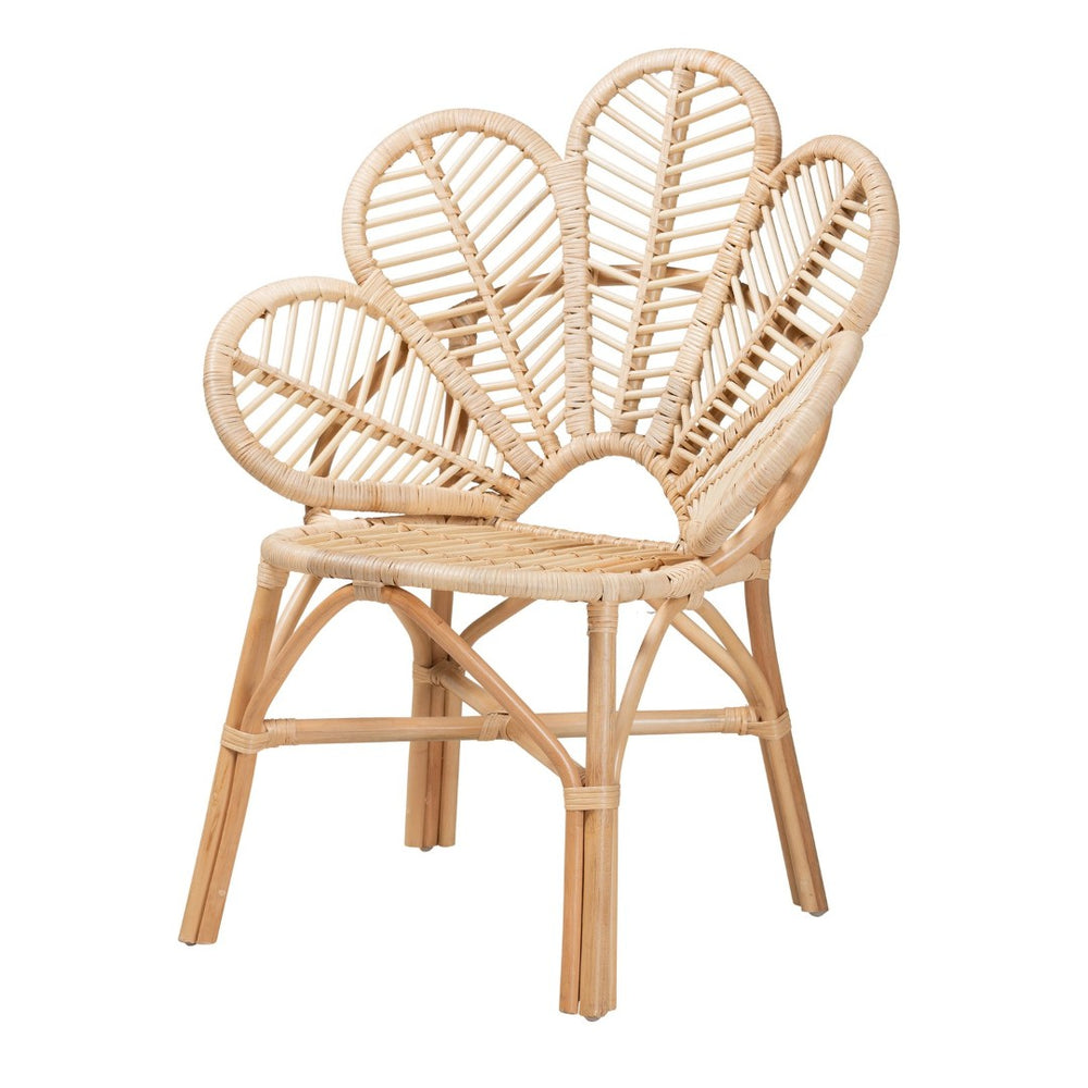 Baxton Studio bali Bali Bianca Modern Bohemian Rattan Flower Chair - Handcrafted Tropical Accent for Any Room Bianca-Rattan-AC