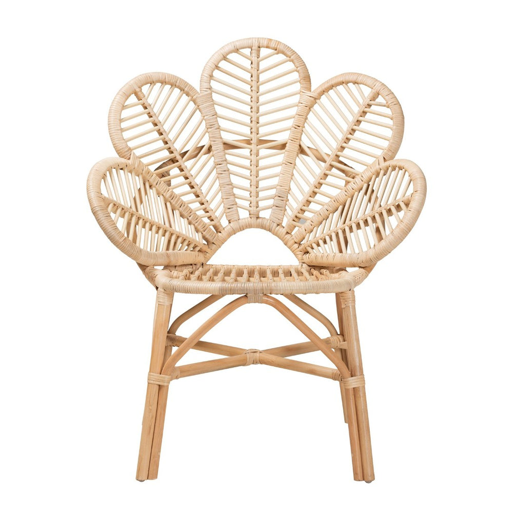 Baxton Studio bali Bali Bianca Modern Bohemian Rattan Flower Chair - Handcrafted Tropical Accent for Any Room Bianca-Rattan-AC
